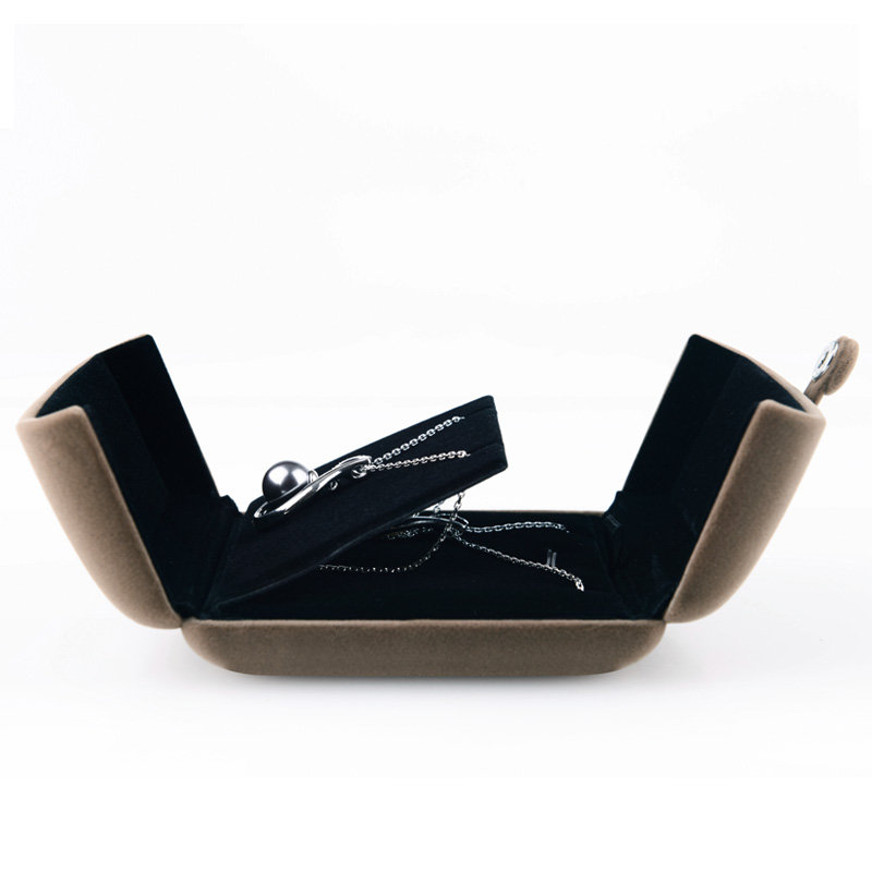 FANXI Wholesale Custom Logo Jewelry Box For Double Ring Earrings Necklace Bangle Bracelet Packaging Deluxe Coffee Velvet Ring Box