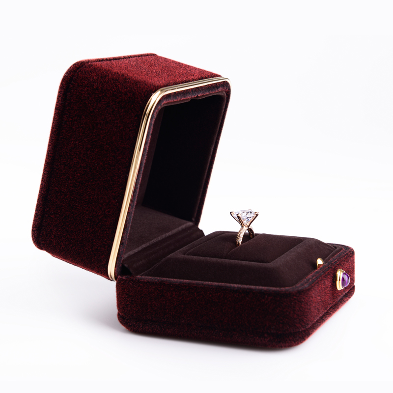 FANXI customized Luxury velvet jewelry packaging box with button for ring necklace