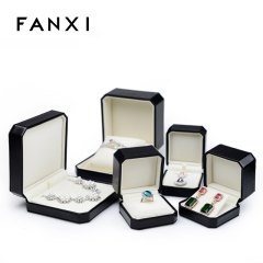 FANXI customized led ring box diamond jewelry packaging leather ring necklace boxes