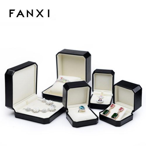 FANXI customized led ring box diamond jewelry packaging leather ring necklace boxes