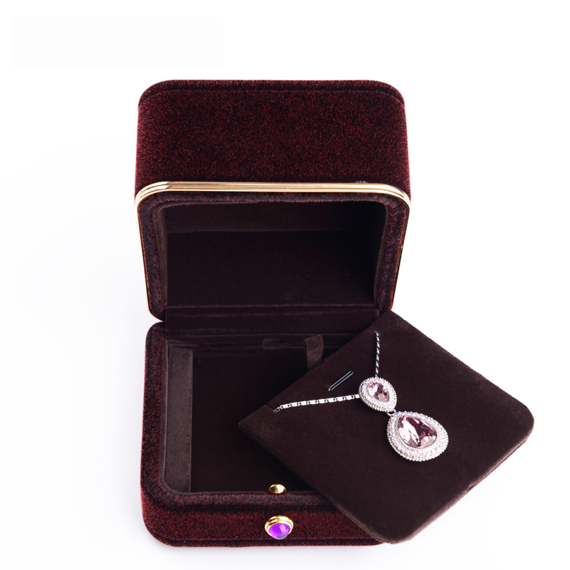 FANXI customized Luxury velvet jewelry packaging box with button for ring necklace