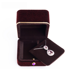 FANXI customized Luxury velvet jewelry packaging box with button for ring necklace