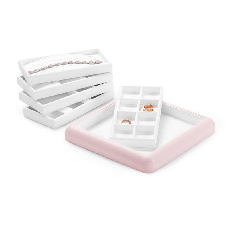 FANXI Custom colour leather jewelry display tray with microfiber inside