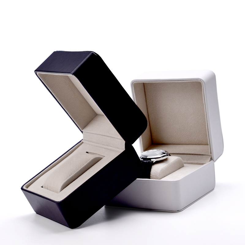 FANXI High-quality custom logo Black and white PU leather watch packing box