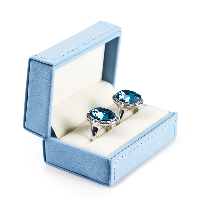 FANXI Custom Jewellery Gift Boxes With Baby blue leather For Ring Double Ring Necklace Bracelet Jewelry Set Rose Red Leather Jewelry Packaging Box