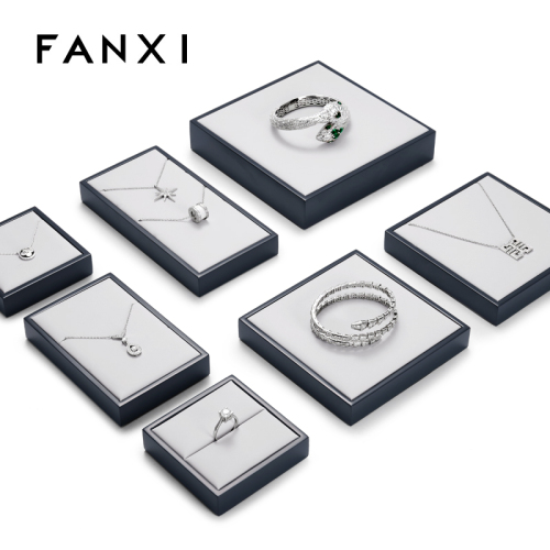 FANXI Free combination solid wood paint jewelry display tray with leather inside