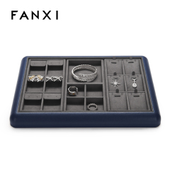 FANXI Customise colour multi-function leather jewellery display tray with microfiber inside