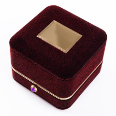 FANXI customized Luxury velvet jewelry packaging box with button for ring necklace