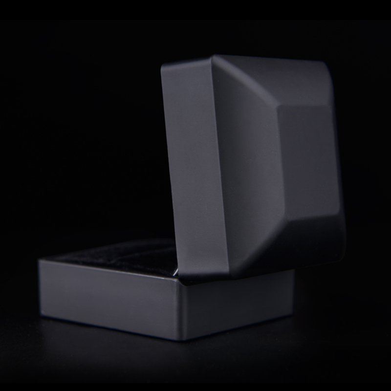 FANXI New Hot Selling Black Spray Paint Suede Insert Ring Boxes with outer paper Gift box Packaging Jewelry Boxes