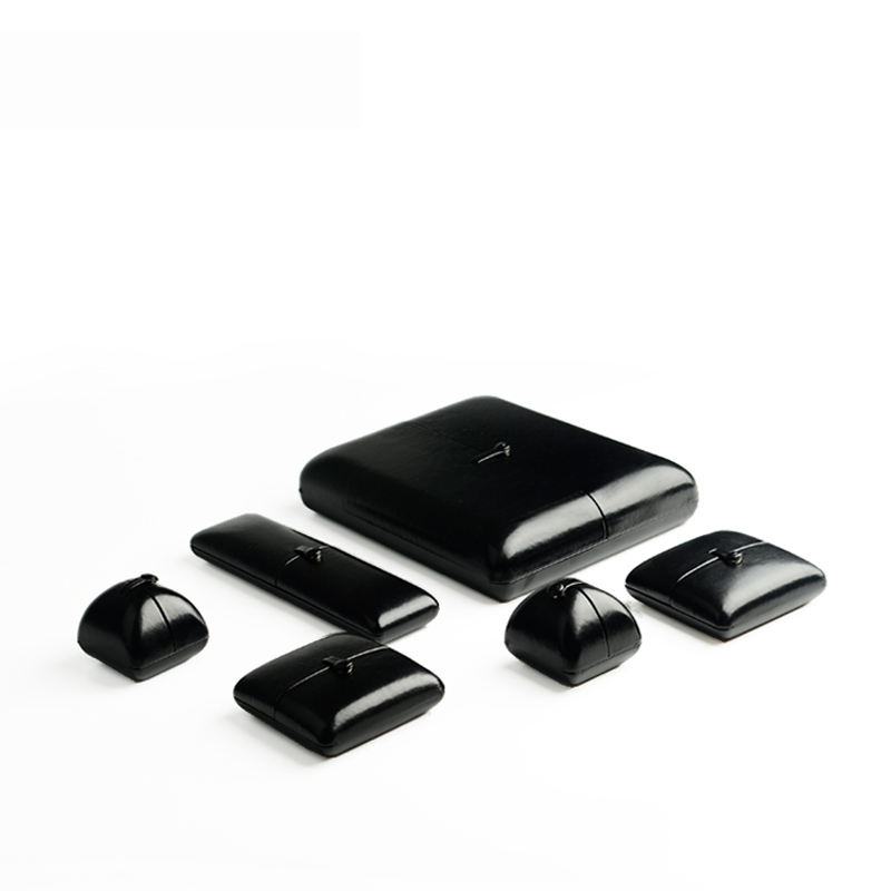 FANXI Custom Logo Jewellery Boxes With Button And Velvet Insert For Ring Necklace Black Leather Double Door Jewelry Box