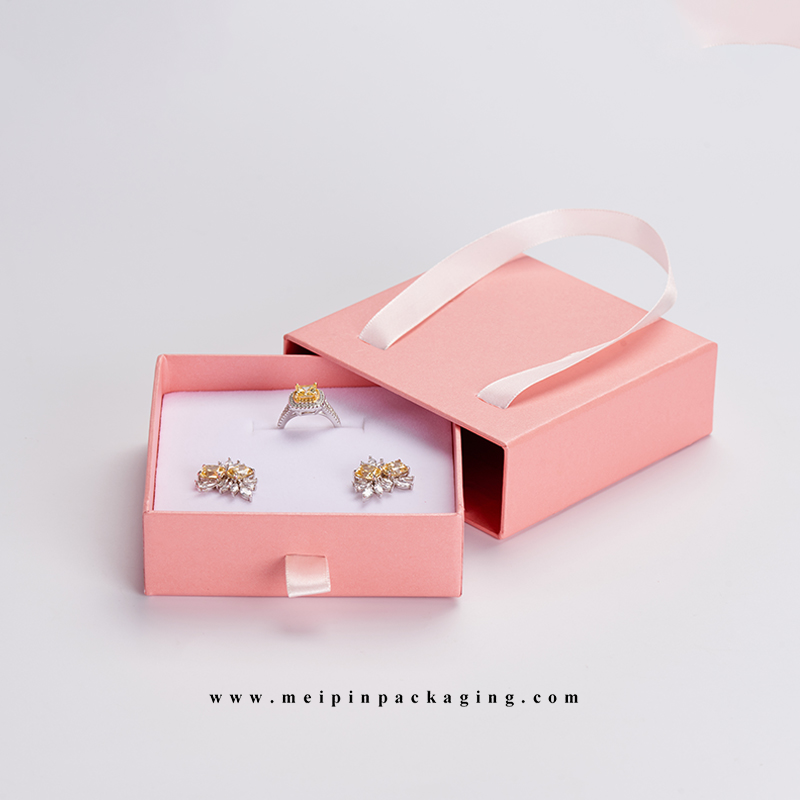 FANXI New custom logo pink color cardboard paper Drawer jewelry box