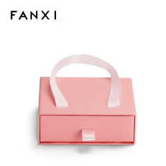 FANXI New custom logo pink color cardboard paper Drawer jewelry box