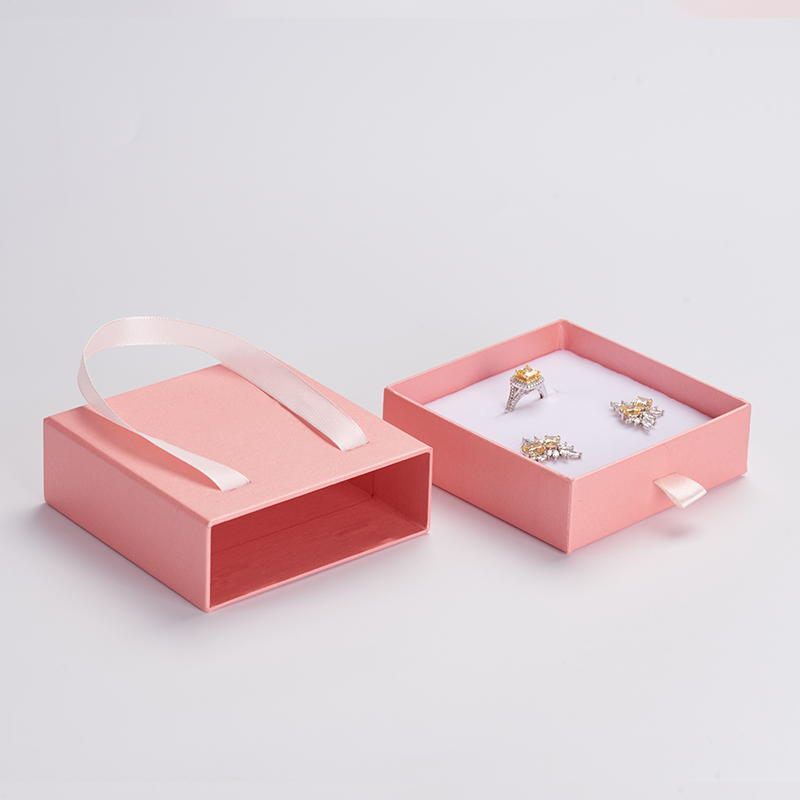 FANXI New custom logo pink color cardboard paper Drawer jewelry box