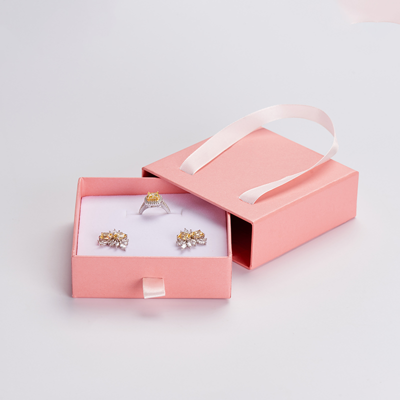 FANXI New custom logo pink color cardboard paper Drawer jewelry box
