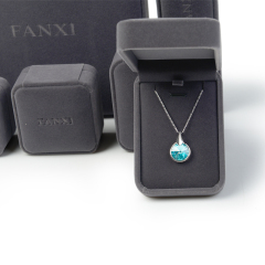 FANXI Luxury Gift Jewellery Packaging Boxes For Wedding Ring Necklace Bracelet packing Custom Logo Gray Velvet Box Jewelry