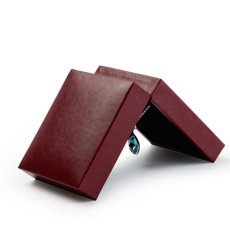 FANXI Custom Luxury Jewellery Box With dark red leatherette paper For Ring Pendant Necklace Gray PU leather Jewelry Packing Box