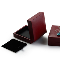 FANXI Custom Luxury Jewellery Box With dark red leatherette paper For Ring Pendant Necklace Gray PU leather Jewelry Packing Box
