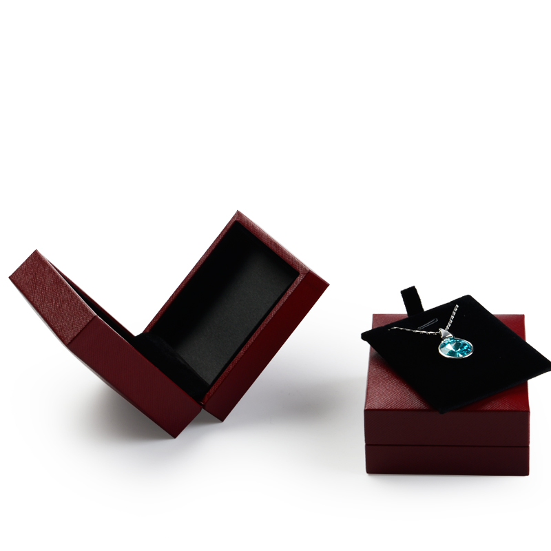 FANXI Custom Luxury Jewellery Box With dark red leatherette paper For Ring Pendant Necklace Gray PU leather Jewelry Packing Box