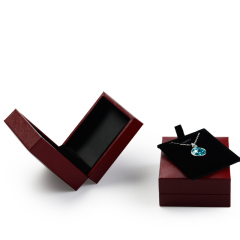 FANXI Custom Luxury Jewellery Box With dark red leatherette paper For Ring Pendant Necklace Gray PU leather Jewelry Packing Box