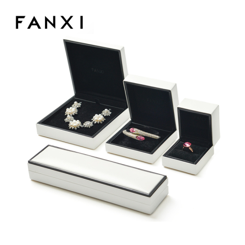FANXI New Arrival White Black Jewellery Gift Boxes With Velvet Insert For Ring Necklace Bracelet Packaging Custom Jewelry Box