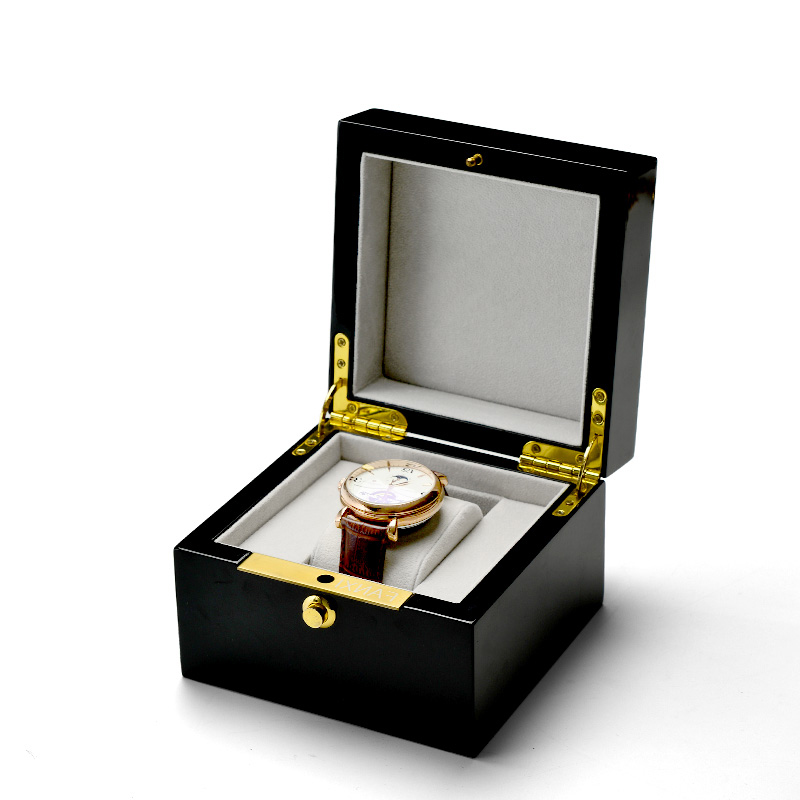 FANXI wholesale luxury Black paint with grey velvet inside wrist watch packaging box