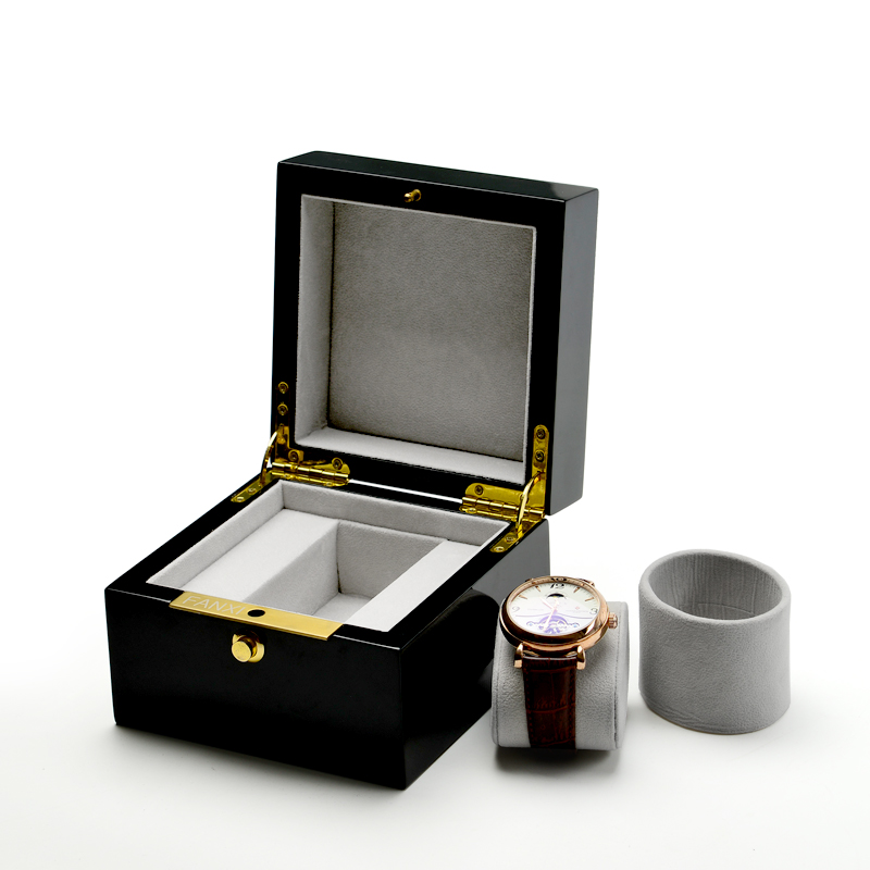 FANXI wholesale luxury Black paint with grey velvet inside wrist watch packaging box
