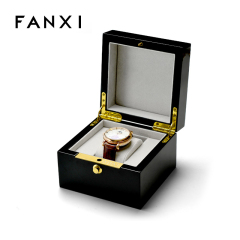 FANXI wholesale luxury Black paint with grey velvet inside wrist watch packaging box