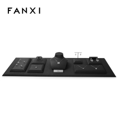 FANXI Black pu leather jewelry display stand set with custom logo