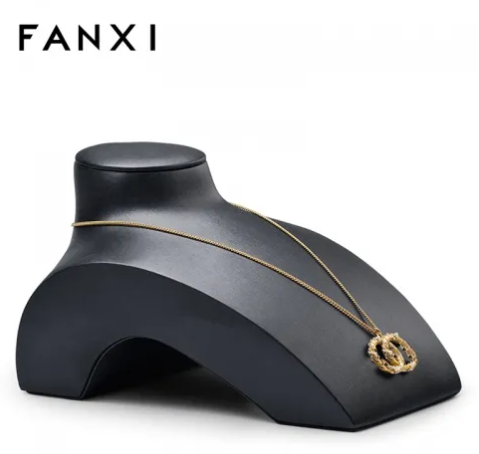 FANXI Luxury PU leather necklace mannequin display stand holder