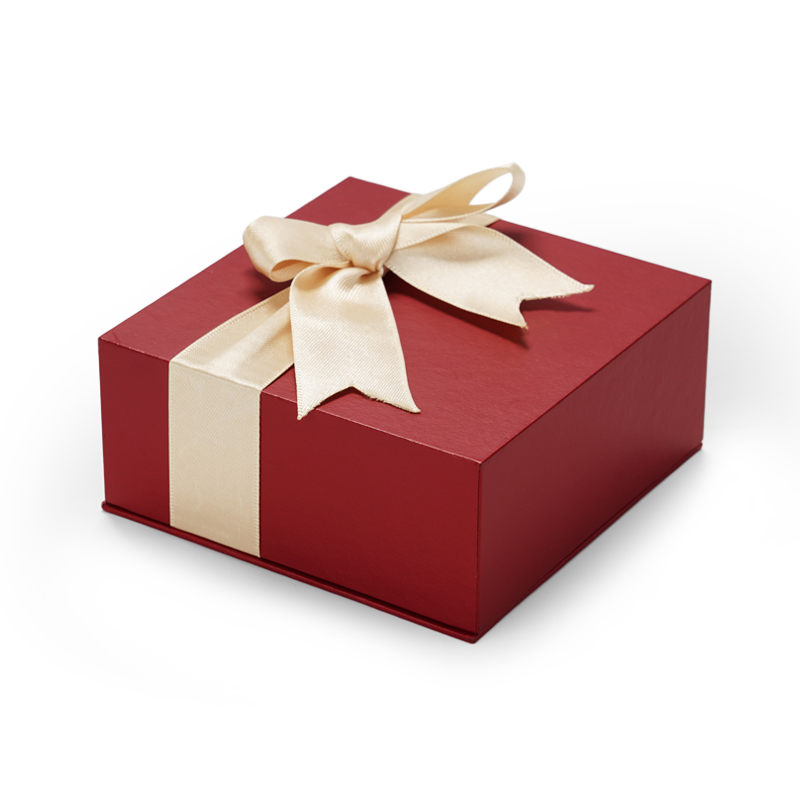 FANXI vintage red cardboard jewelry packaging box with ribbon bowknot with customized logo