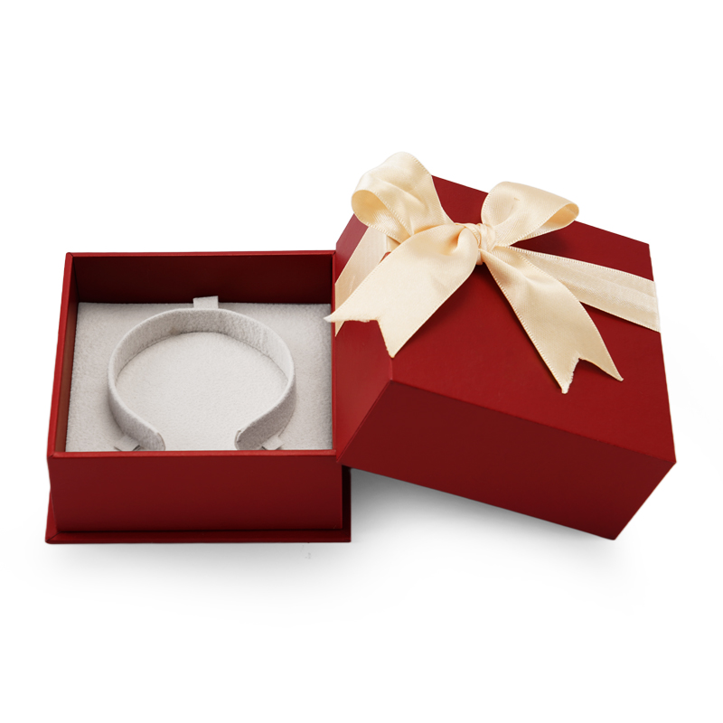 FANXI vintage red cardboard jewelry packaging box with ribbon bowknot with customized logo