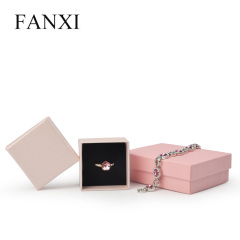 FANXI classis hot selling pink cream cardboard box logo customized jewelry packing box