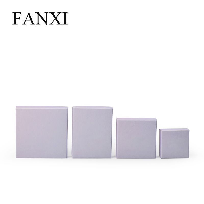 FANXI classis hot selling light purple cardboard box and giftbag logo customized jewelry packing box