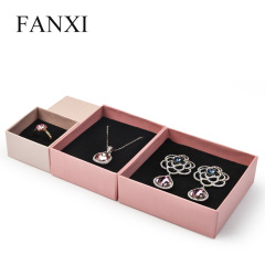 FANXI classis hot selling pink cream cardboard box logo customized jewelry packing box