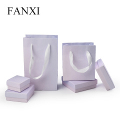 FANXI classis hot selling light purple cardboard box and giftbag logo customized jewelry packing box