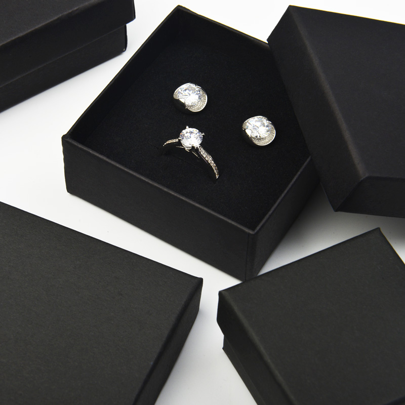FANXI classis hot selling black cardboard box logo customized jewelry packing box ring pendant earrings bracelet bangle
