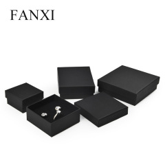 FANXI classis hot selling black cardboard box logo customized jewelry packing box ring pendant earrings bracelet bangle