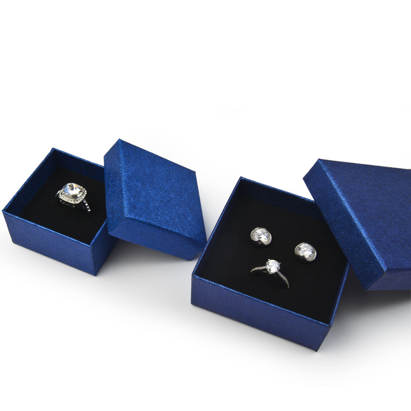 FANXI classis hot selling blue cardboard box logo customized jewelry packing box ring pendant earrings bracelet bangle