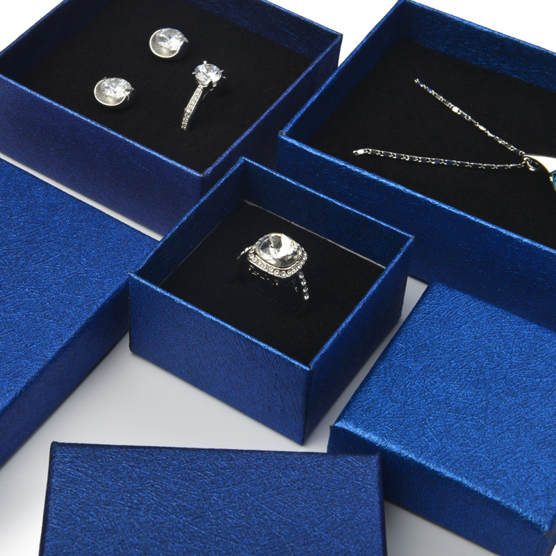 FANXI classis hot selling blue cardboard box logo customized jewelry packing box ring pendant earrings bracelet bangle