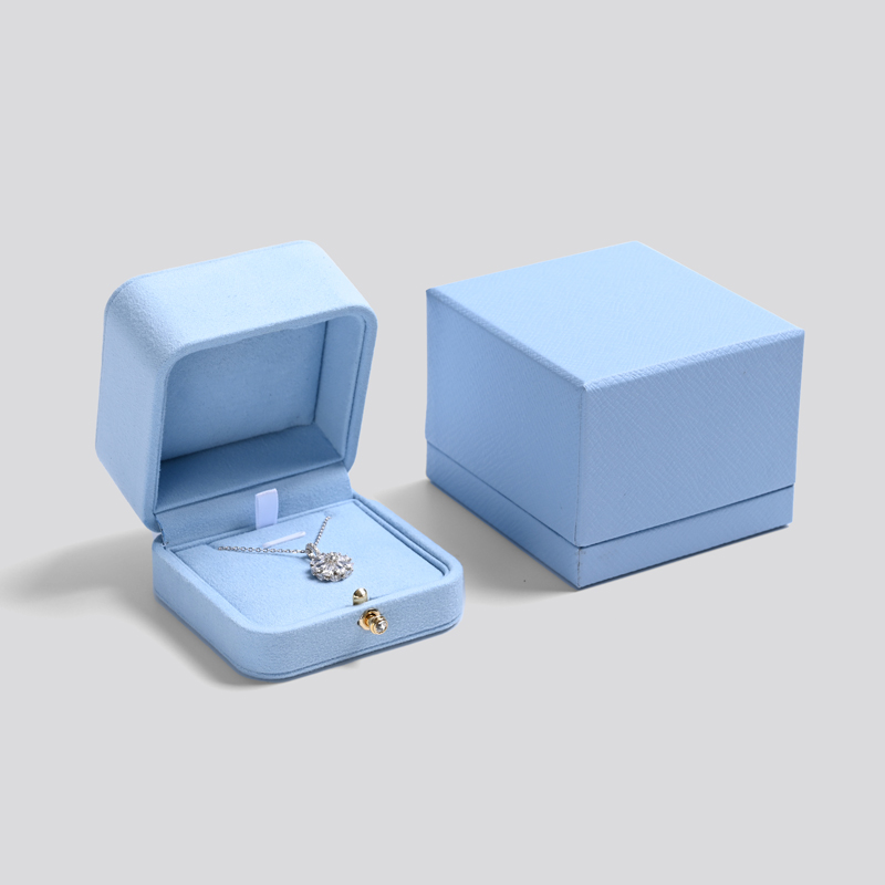 FANXI New customized baby blue suede jewelry packaging box girls gift packaging box