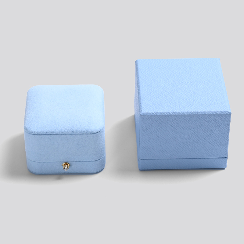 FANXI New customized baby blue suede jewelry packaging box girls gift packaging box