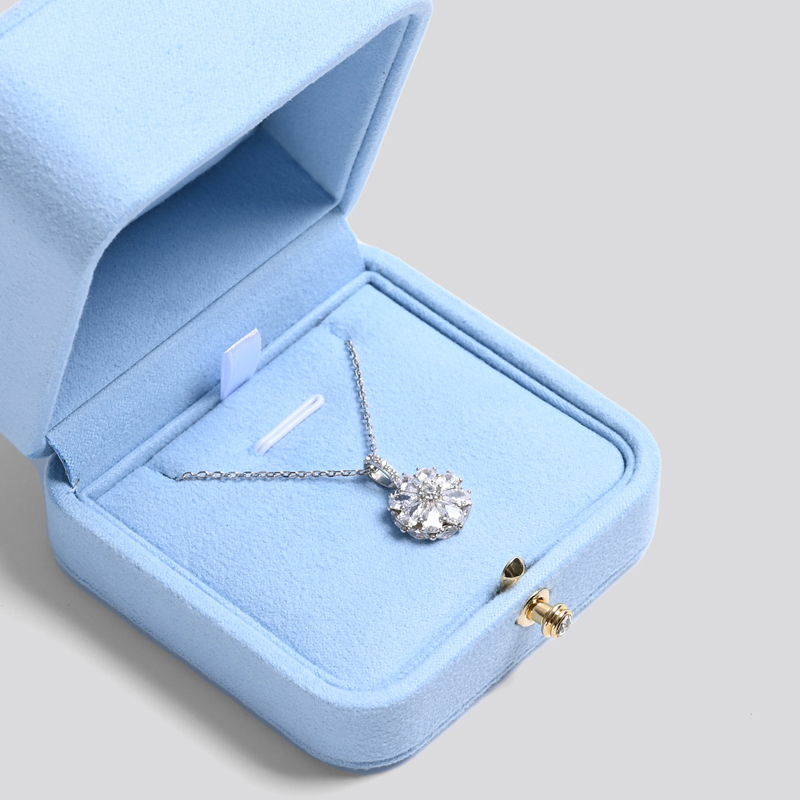 FANXI New customized baby blue suede jewelry packaging box girls gift packaging box