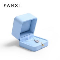 FANXI New customized baby blue suede jewelry packaging box girls gift packaging box