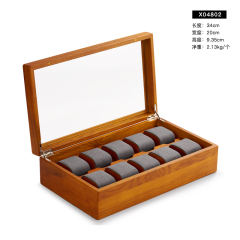 FANXI high end solid wood beige and gray microfiber 10 spots watch boxes can customize watch case