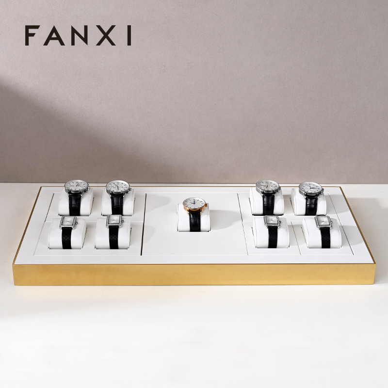 FANXI Custom Luxury Leather Watch pillow Display Trays DIY Top Watch Storage PU leather display trays