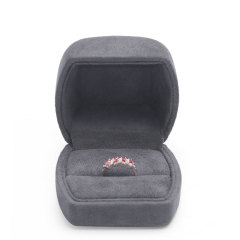 FANXI Customize logo jewelry ring box with grey suede irregular shape jewelry wedding ring box