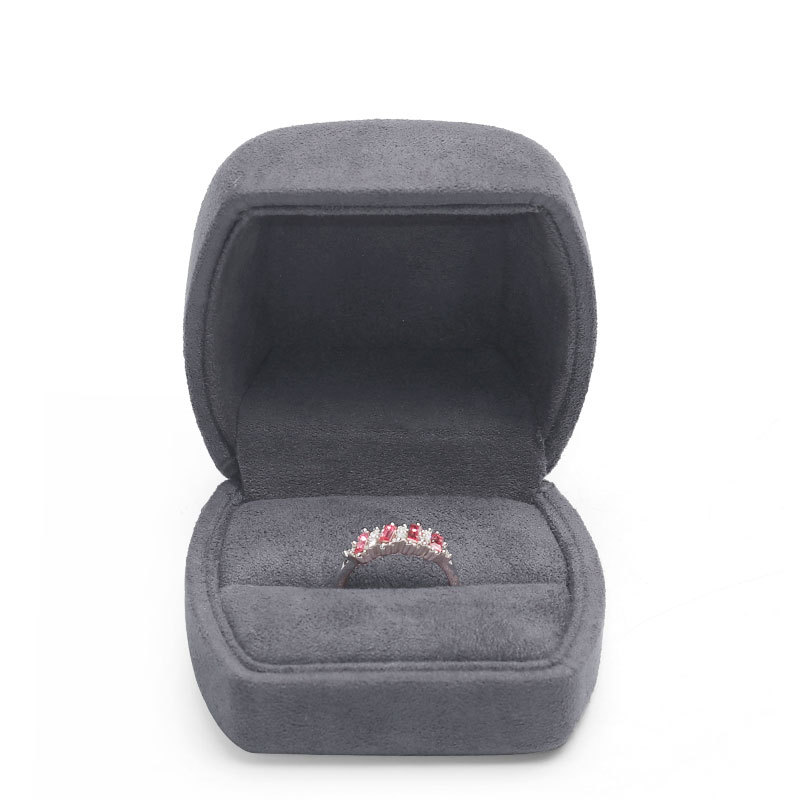 FANXI Customize logo jewelry ring box with grey suede irregular shape jewelry wedding ring box