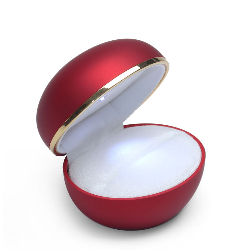 FANXI Customized red rubber paint jewelry ring box with led light round shape jewelry box