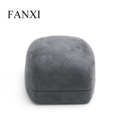 FANXI Customize logo jewelry ring box with grey suede irregular shape jewelry wedding ring box