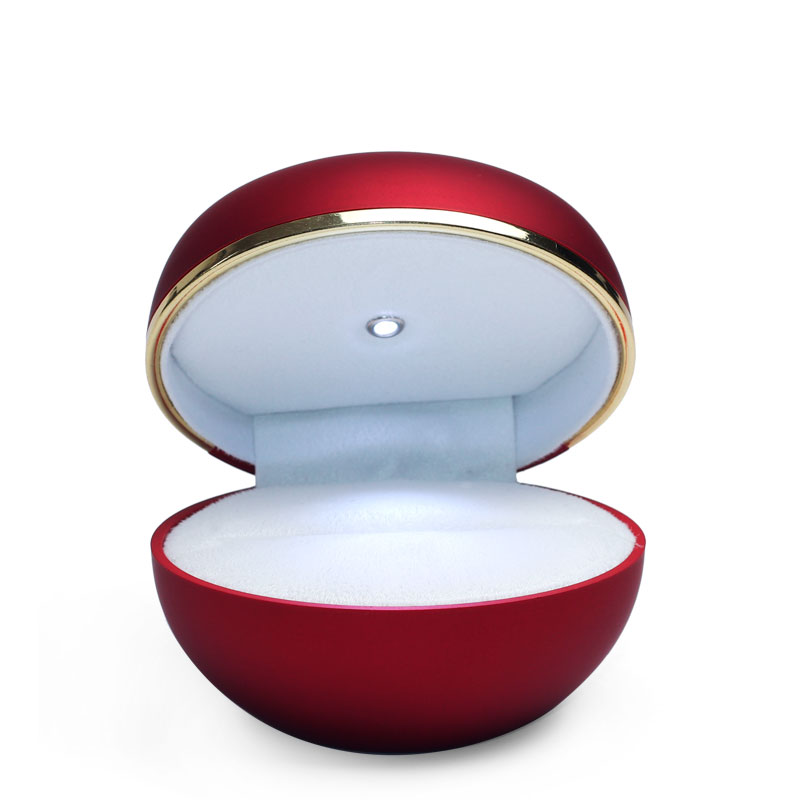 FANXI Customized red rubber paint jewelry ring box with led light round shape jewelry box